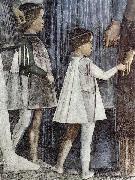Andrea Mantegna Freskenzyklus in der Camera degli Sposi im Palazzo Ducale in Mantua, Szene: Zusammentreffen von Herzog Ludovico Gonzaga mit Kardinal Francesco Gonzaga oil painting